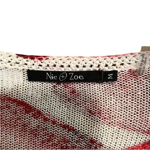 Nic+Zoe Linen Blend Pink/Red/White Scoop Neck Sweater - Medium - Picture 4 of 4
